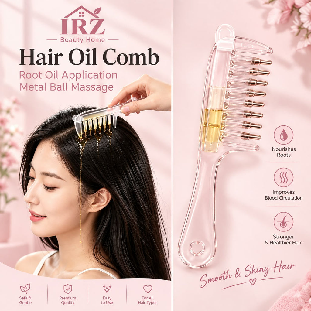 2-in-1 Hair Oil Applicator Comb With Roller Ball | Mess-Free Hair Oiling