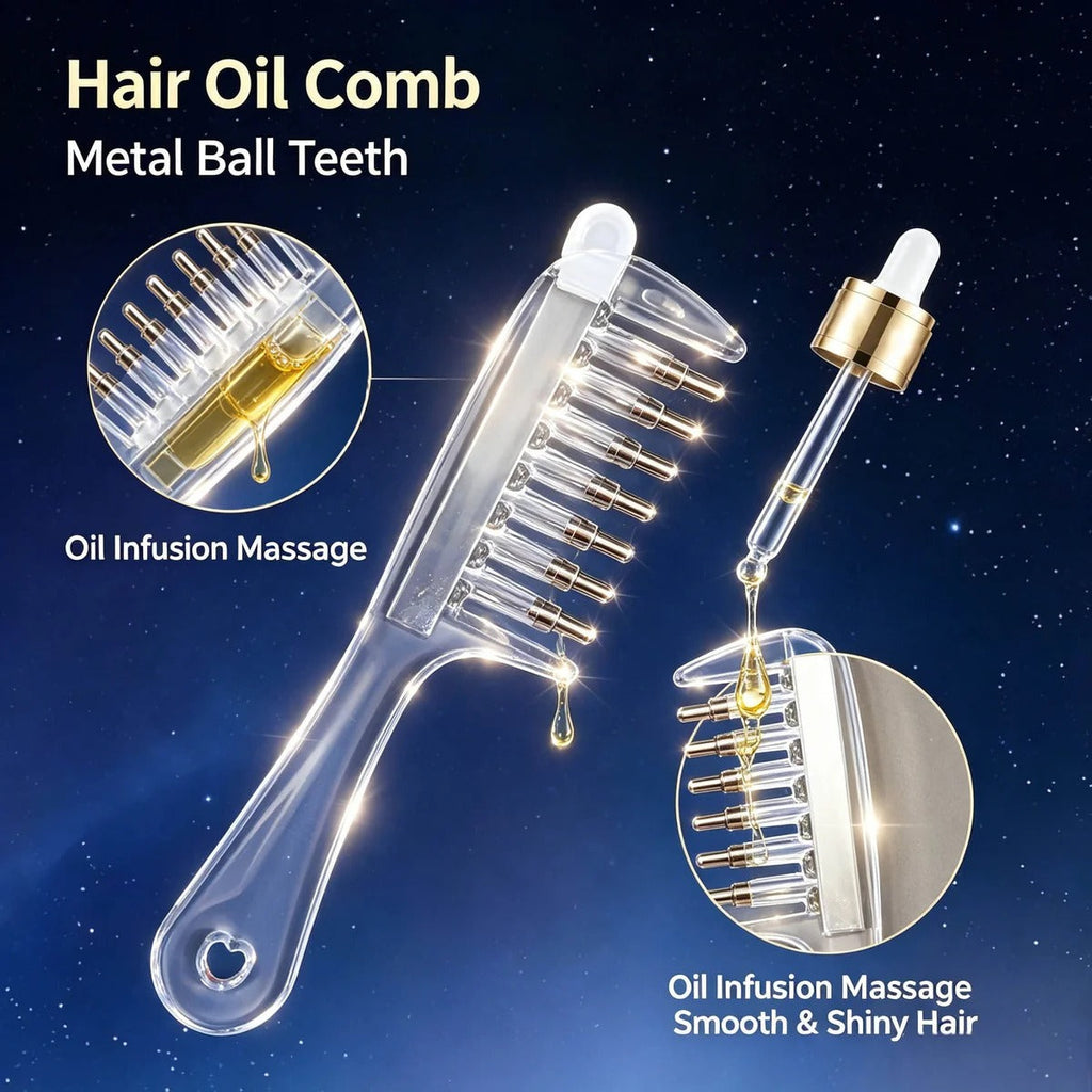 2-in-1 Hair Oil Applicator Comb With Roller Ball | Mess-Free Hair Oiling