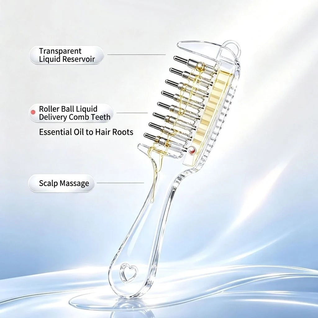 2-in-1 Hair Oil Applicator Comb With Roller Ball | Mess-Free Hair Oiling